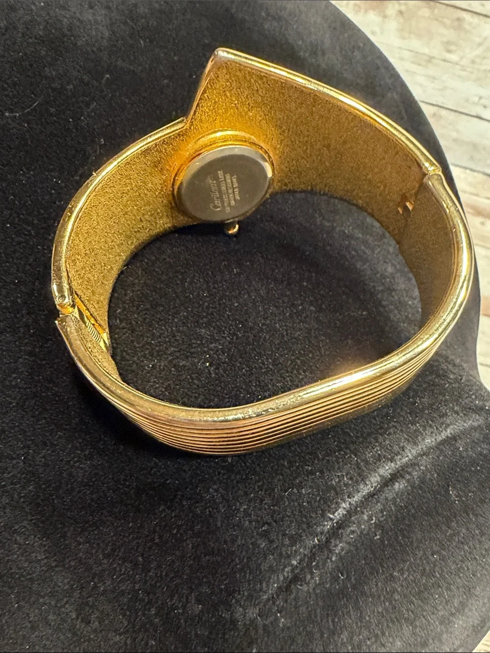 Vintage 1980s chunky asymmetrical gold-tone cuff watch